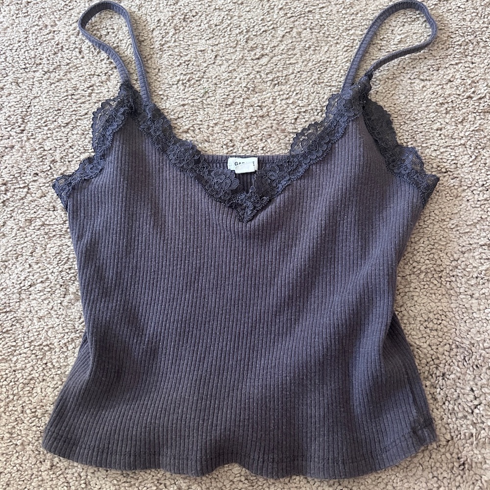 Garage Lace Trim Tank Top Crop Top